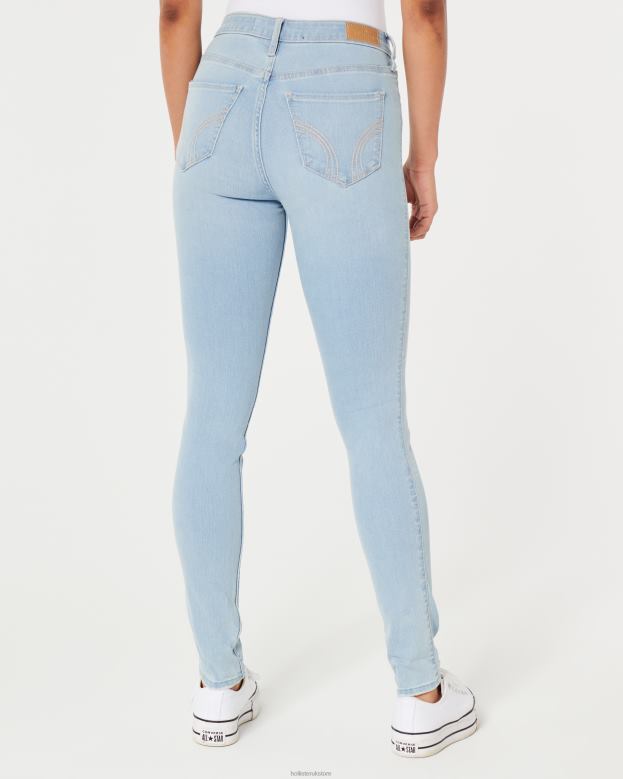 Bottoms Hollister Women High-Rise Light Wash Super Skinny Jeans 48820682 Light