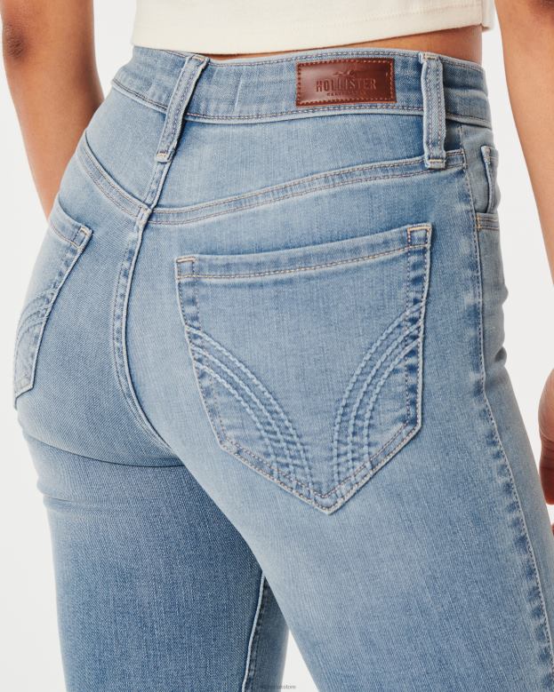 Bottoms Hollister Women High Rise Medium Wash Flare Jeans 48820508 Light Medium Wash