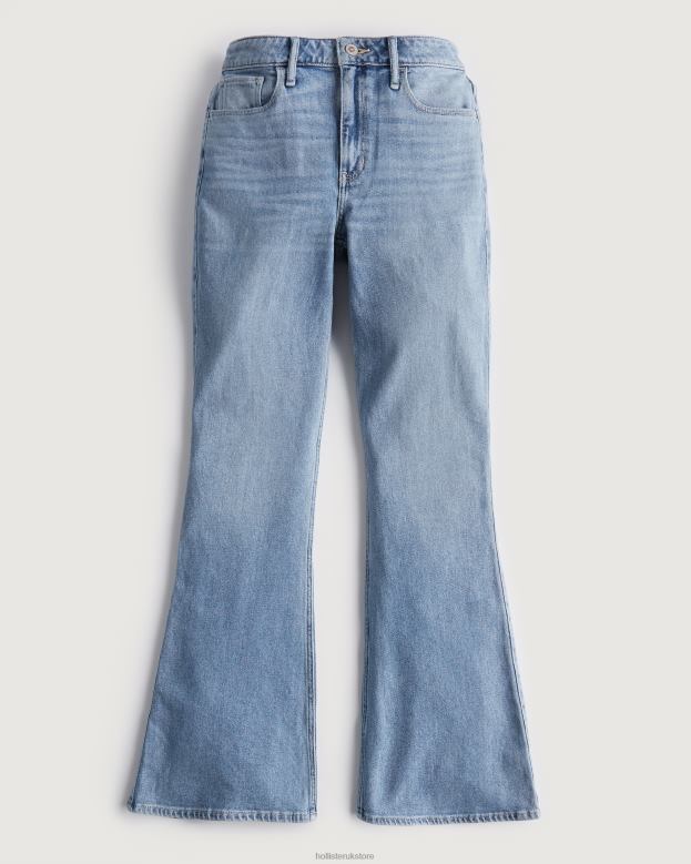 Bottoms Hollister Women High-Rise Medium Wash Flare Jeans 48820589 Medium Wash