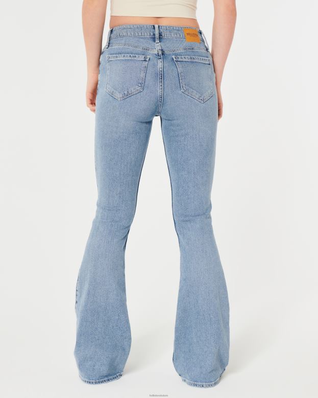 Bottoms Hollister Women High-Rise Medium Wash Flare Jeans 48820589 Medium Wash