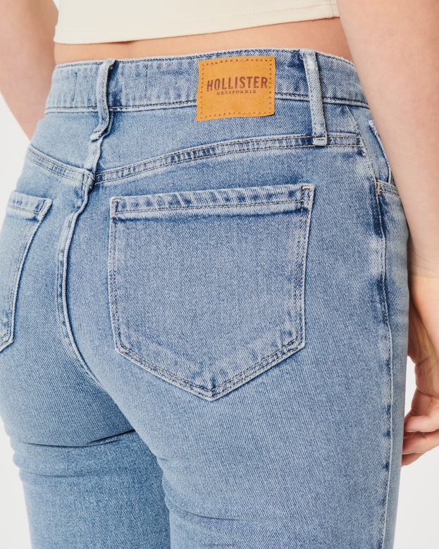 Bottoms Hollister Women High-Rise Medium Wash Flare Jeans 48820589 Medium Wash