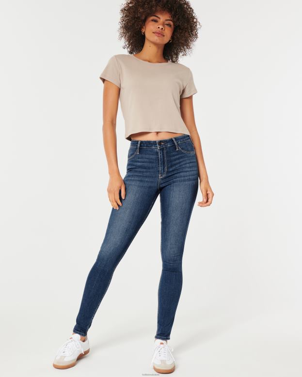 Bottoms Hollister Women High-Rise Medium Wash Jean Leggings 48820537 Medium Faded