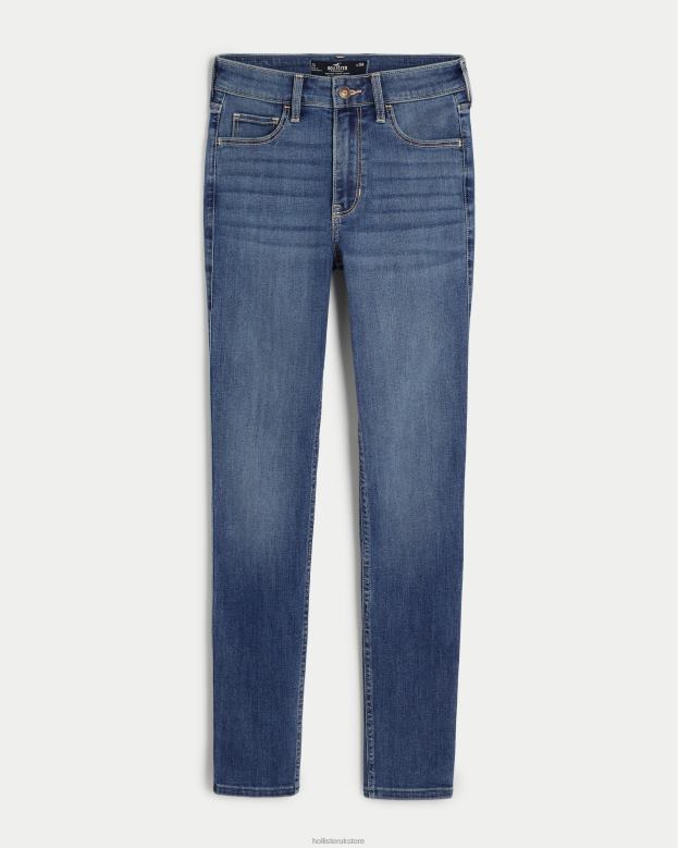 Bottoms Hollister Women High-Rise Medium Wash Super Skinny Jeans 48820566 Medium Wash