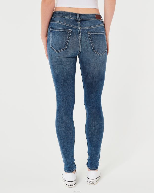 Bottoms Hollister Women High-Rise Medium Wash Super Skinny Jeans 48820566 Medium Wash