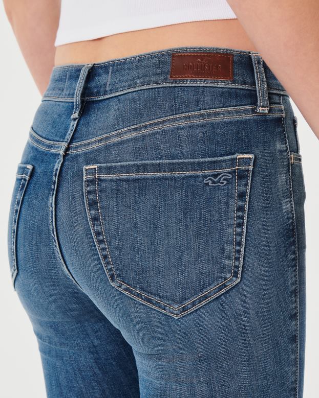 Bottoms Hollister Women High-Rise Medium Wash Super Skinny Jeans 48820566 Medium Wash
