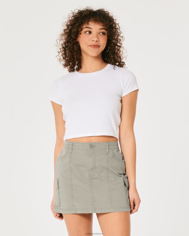 Bottoms Hollister Women High-Rise Poplin Cargo Mini Skirt 48820544 Olive Green