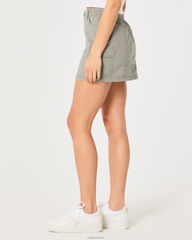 Bottoms Hollister Women High-Rise Poplin Cargo Mini Skirt 48820544 Olive Green