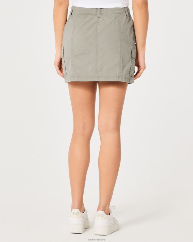 Bottoms Hollister Women High-Rise Poplin Cargo Mini Skirt 48820544 Olive Green