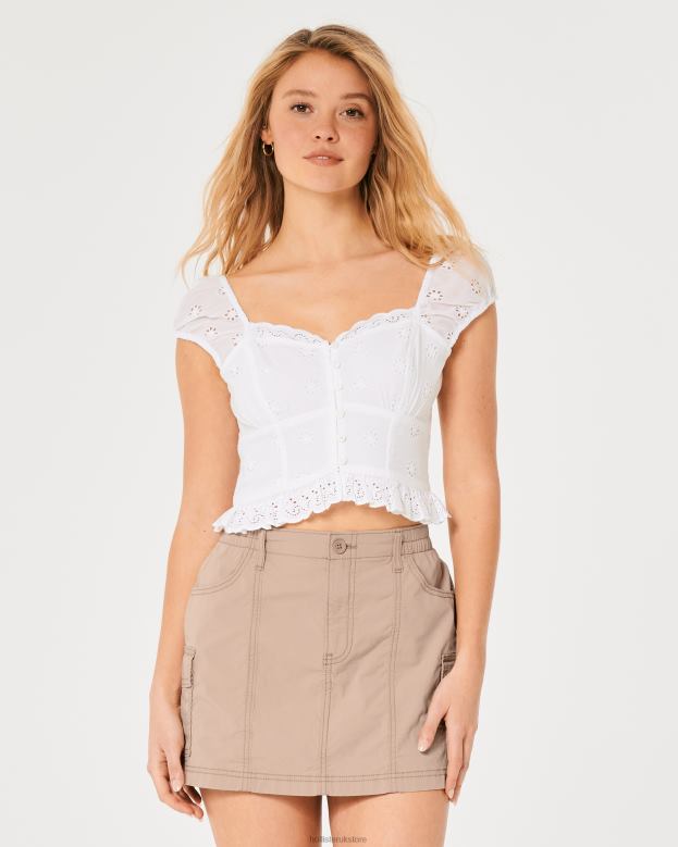 Bottoms Hollister Women High-Rise Poplin Cargo Mini Skirt 48820677 Khaki