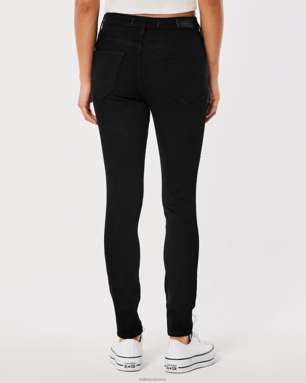 Bottoms Hollister Women High-Rise Ripped Black Super Skinny Jeans 48820670 Black Destroy