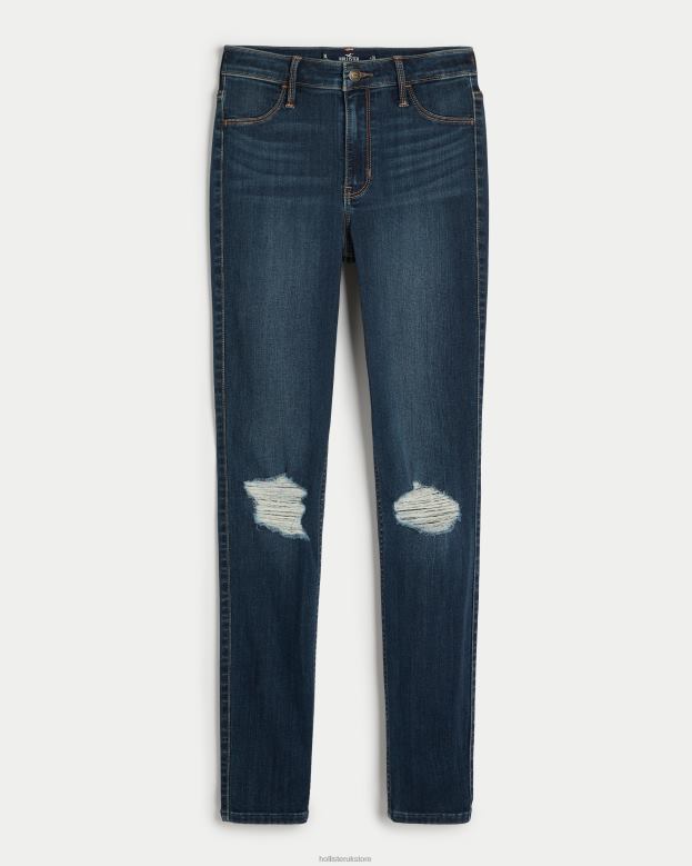 Bottoms Hollister Women High-Rise Ripped Dark Wash Jean Leggings 48820568 Dark Ripped Wash