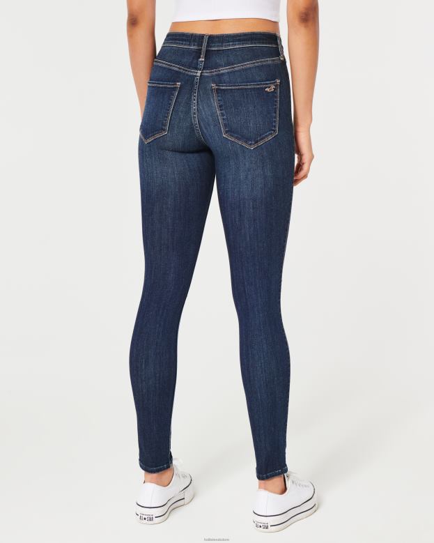 Bottoms Hollister Women High-Rise Ripped Dark Wash Jean Leggings 48820568 Dark Ripped Wash
