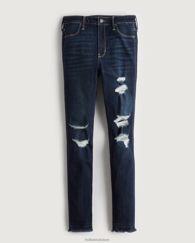 Bottoms Hollister Women High-Rise Ripped Dark Wash Jean Leggings 48820742 Dark Knee Destroy
