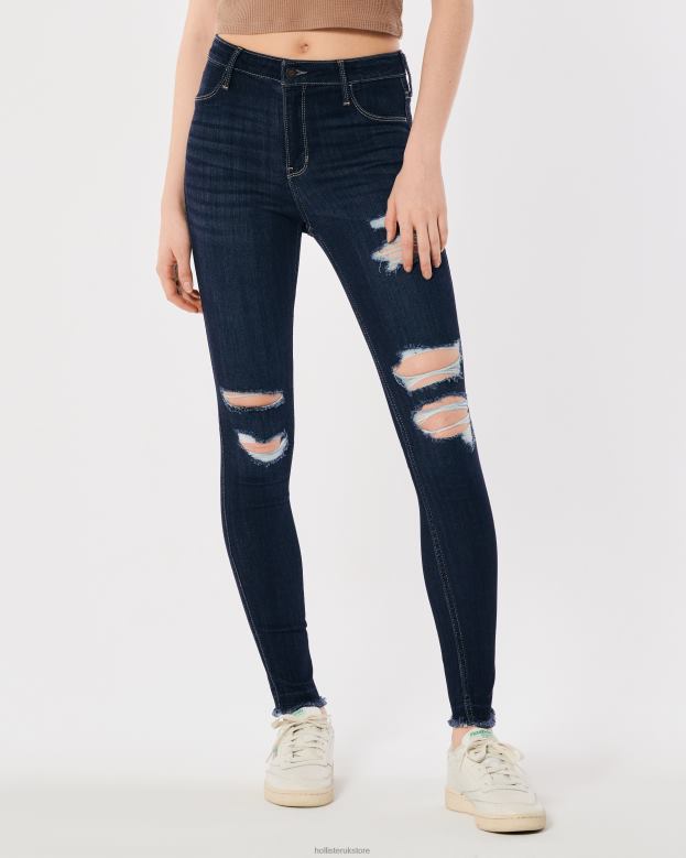 Bottoms Hollister Women High-Rise Ripped Dark Wash Jean Leggings 48820742 Dark Knee Destroy
