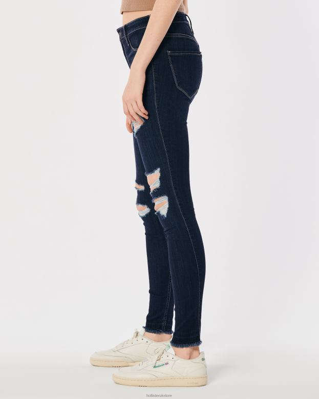 Bottoms Hollister Women High-Rise Ripped Dark Wash Jean Leggings 48820742 Dark Knee Destroy