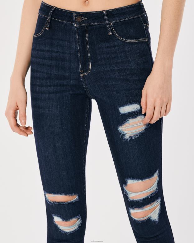 Bottoms Hollister Women High-Rise Ripped Dark Wash Jean Leggings 48820742 Dark Knee Destroy