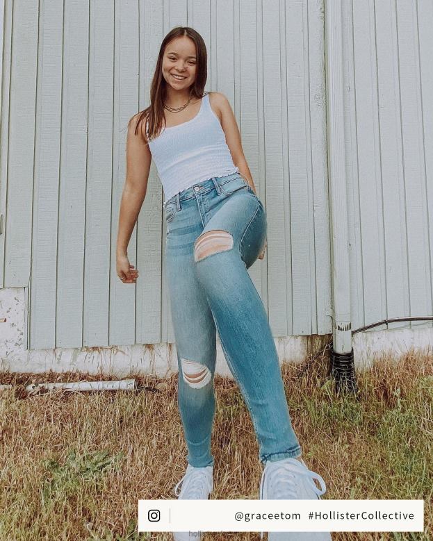 Bottoms Hollister Women High-Rise Ripped Light Wash Super Skinny Jeans 48820701 Light Destroy