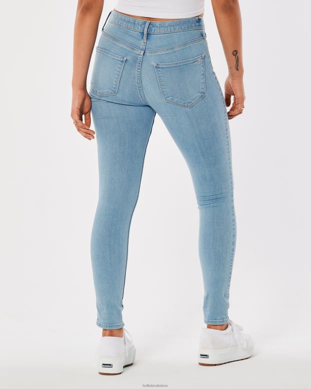 Bottoms Hollister Women High-Rise Ripped Medium Wash Jean Leggings 48820660 Light Ripped Wash