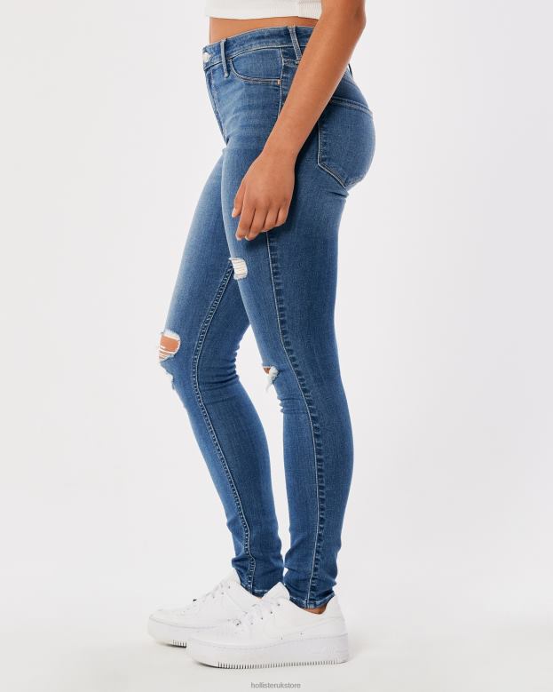 Bottoms Hollister Women High-Rise Ripped Medium Wash Jean Leggings 48820767 Medium Ripped Wash