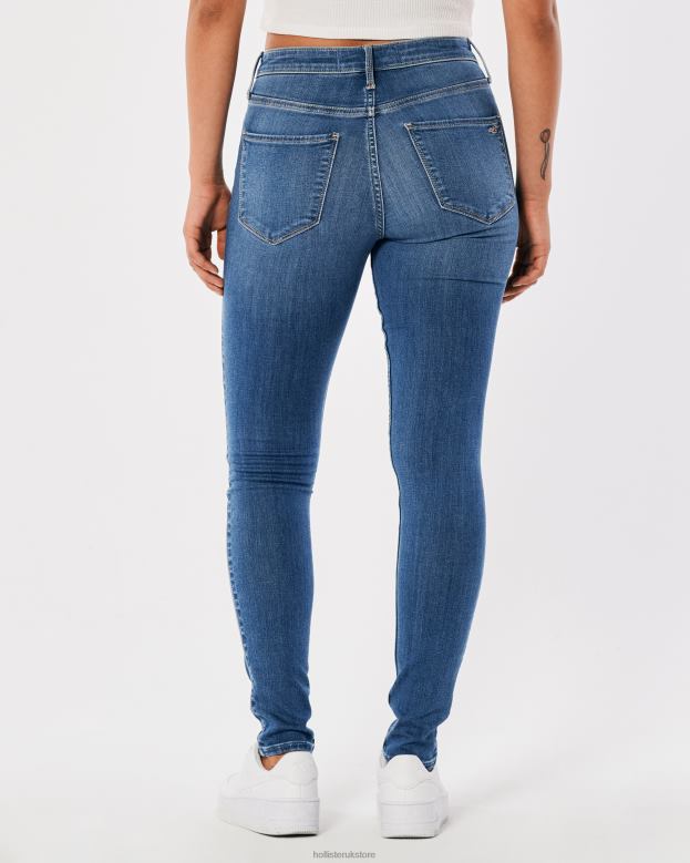 Bottoms Hollister Women High-Rise Ripped Medium Wash Jean Leggings 48820767 Medium Ripped Wash