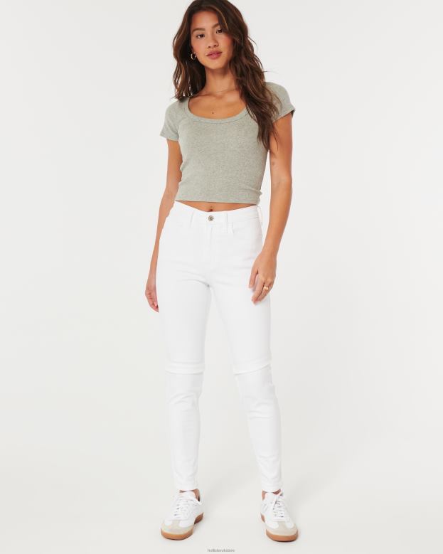 Bottoms Hollister Women High-Rise White Super Skinny Jeans 48820606 White
