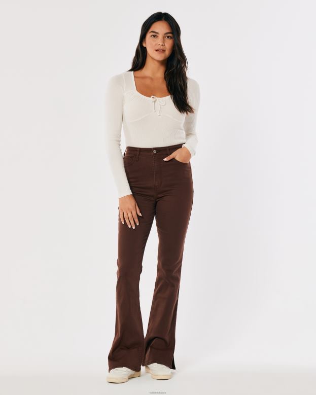 Bottoms Hollister Women Highest Rise Brown Boot Jeans 48820703 Dark Brown