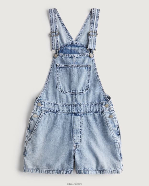 Bottoms Hollister Women Light Wash Carpenter Shortalls 48820501 Medium Wash