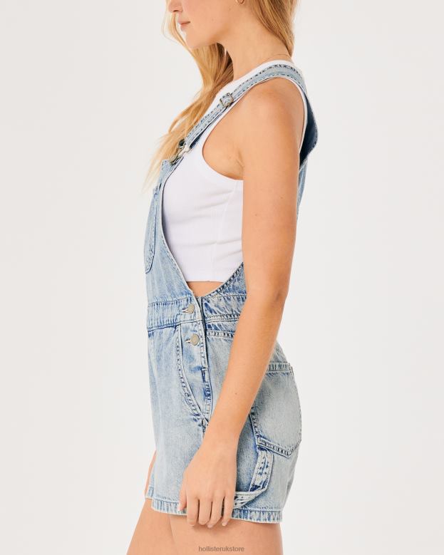 Bottoms Hollister Women Light Wash Carpenter Shortalls 48820501 Medium Wash