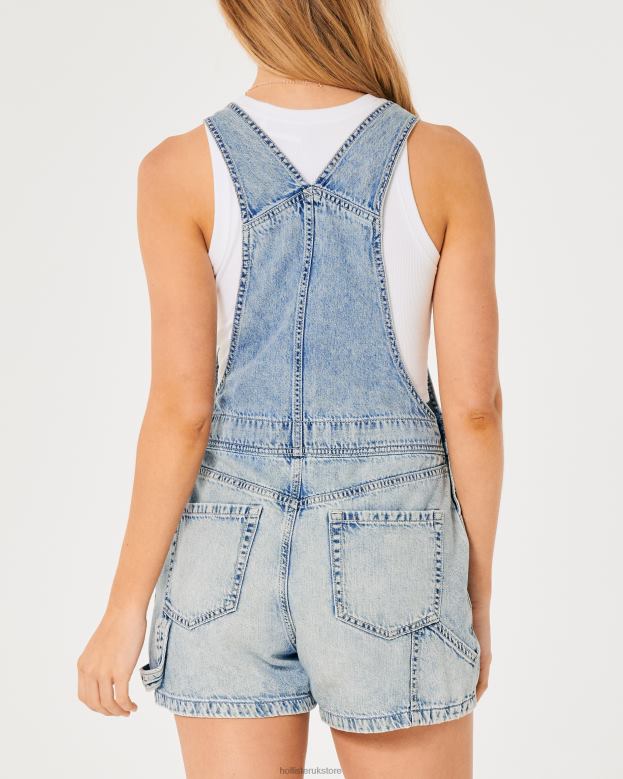 Bottoms Hollister Women Light Wash Carpenter Shortalls 48820501 Medium Wash