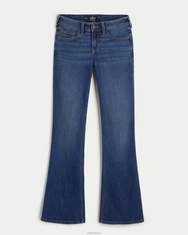 Bottoms Hollister Women Low-Rise Dark Wash Boot Jeans 48820504 Dark Wash Boot