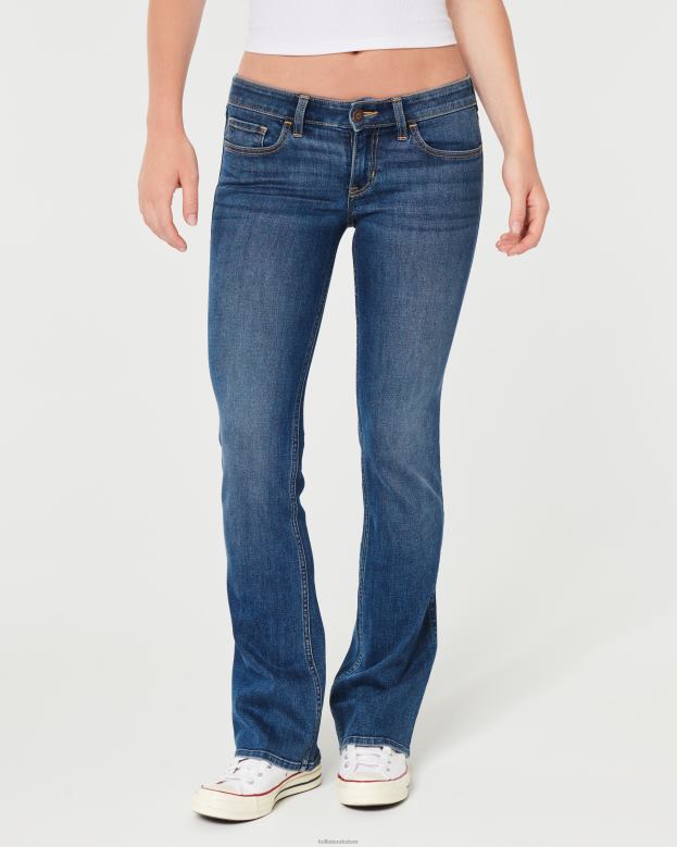 Bottoms Hollister Women Low-Rise Dark Wash Boot Jeans 48820504 Dark Wash Boot
