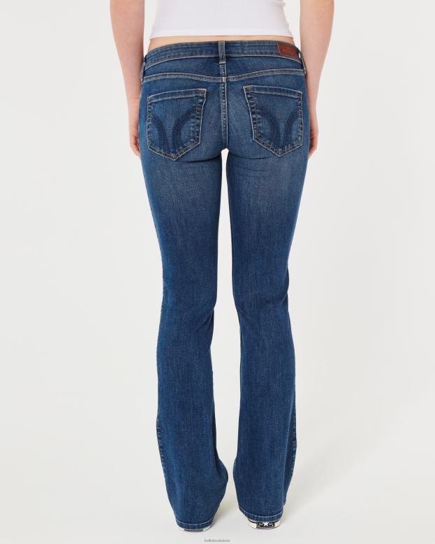 Bottoms Hollister Women Low-Rise Dark Wash Boot Jeans 48820504 Dark Wash Boot