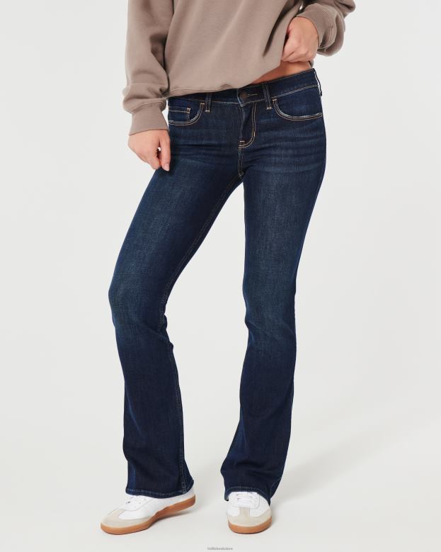 Bottoms Hollister Women Low-Rise Dark Wash Boot Jeans 48820533 Dark Wash