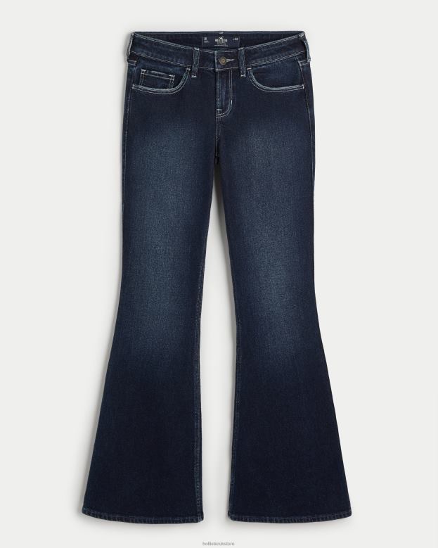 Bottoms Hollister Women Low-Rise Dark Wash Vintage Flare Jeans 48820651 Dark Wash