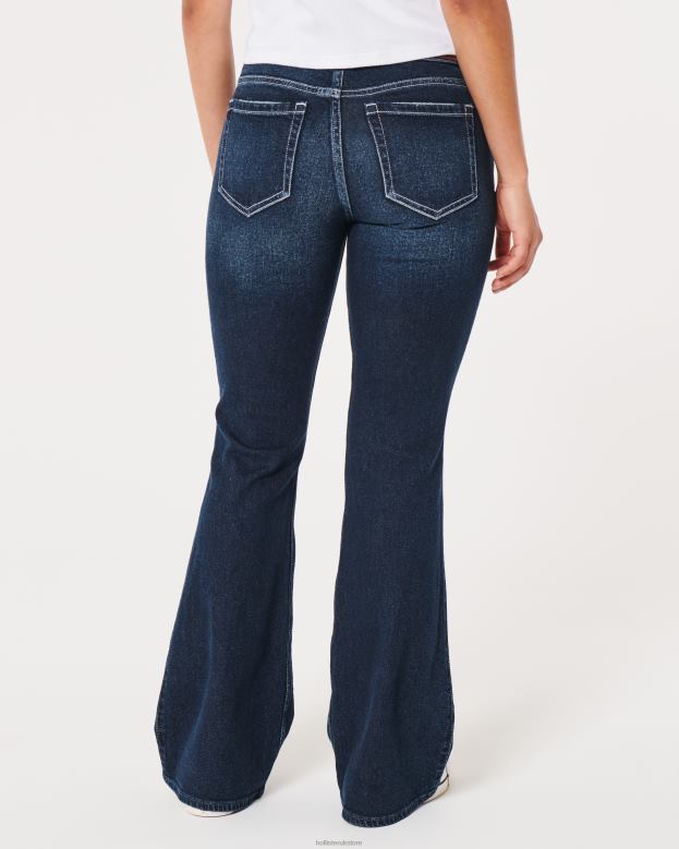 Bottoms Hollister Women Low-Rise Dark Wash Vintage Flare Jeans 48820651 Dark Wash