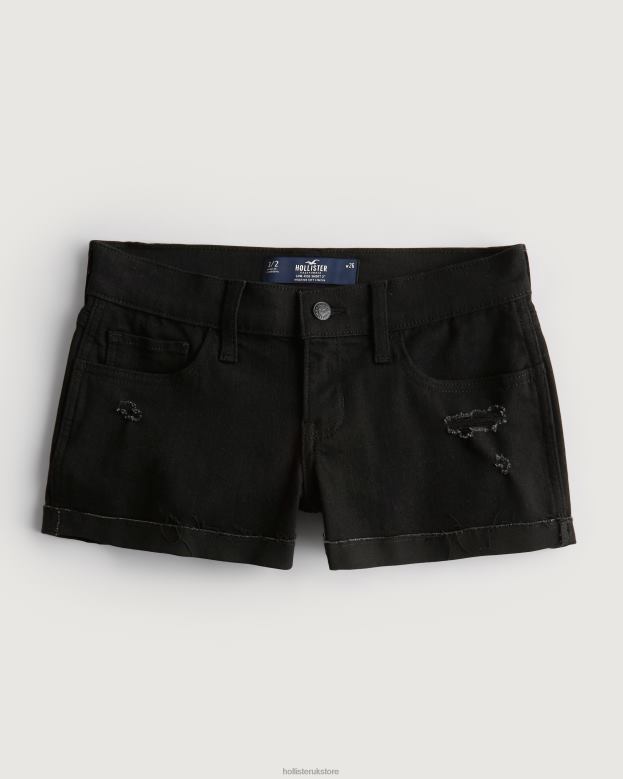 Bottoms Hollister Women Low-Rise Distressed Black Denim Shorts 3 48820686 Black Ripped