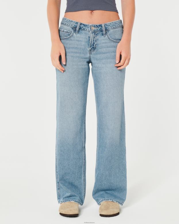 Bottoms Hollister Women Low-Rise Light Wash Baggy Jeans 48820476 Light Wash