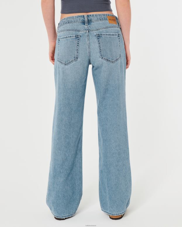 Bottoms Hollister Women Low-Rise Light Wash Baggy Jeans 48820476 Light Wash