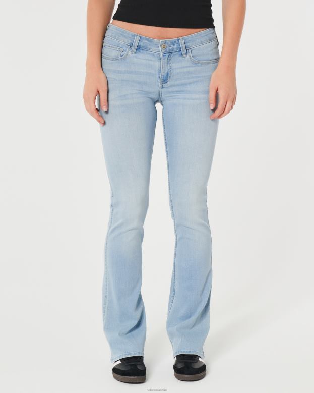 Bottoms Hollister Women Low-Rise Light Wash Boot Jeans 48820545 Light Wash