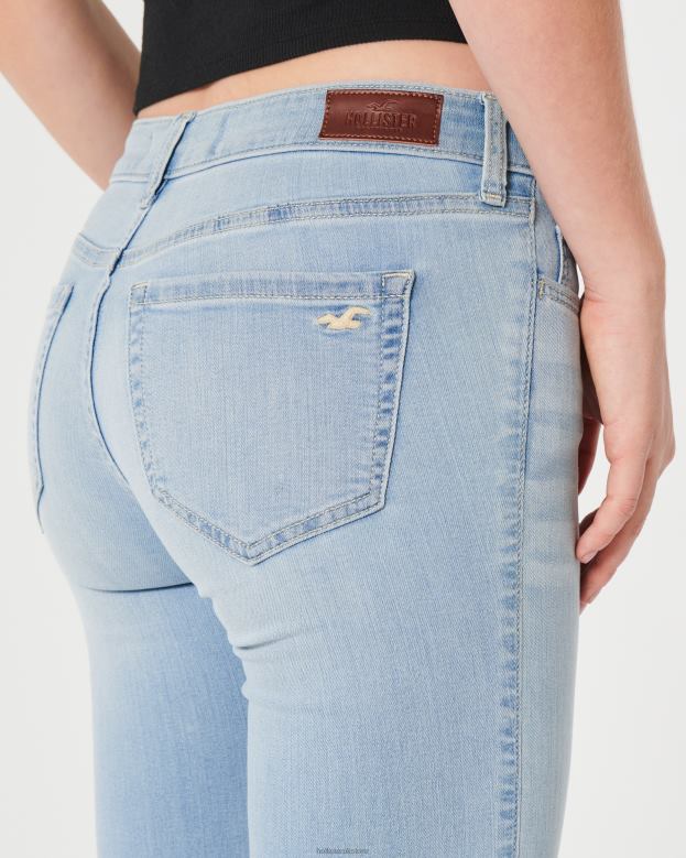 Bottoms Hollister Women Low-Rise Light Wash Boot Jeans 48820545 Light Wash