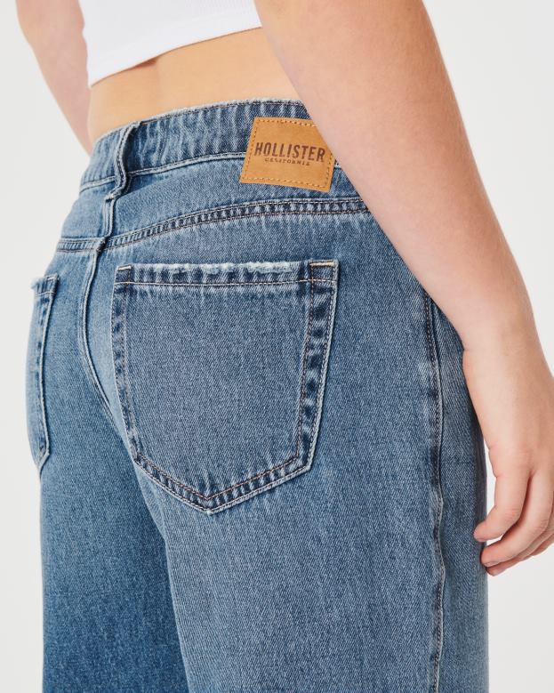 Bottoms Hollister Women Low-Rise Medium Wash Baggy Jeans 48820482 Medium