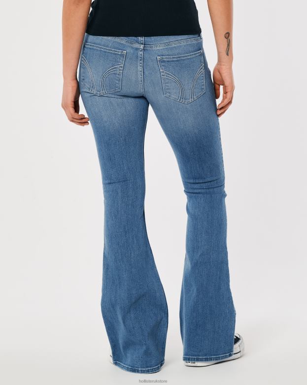 Bottoms Hollister Women Low-Rise Medium Wash Flare Jeans 48820516 Medium Wash
