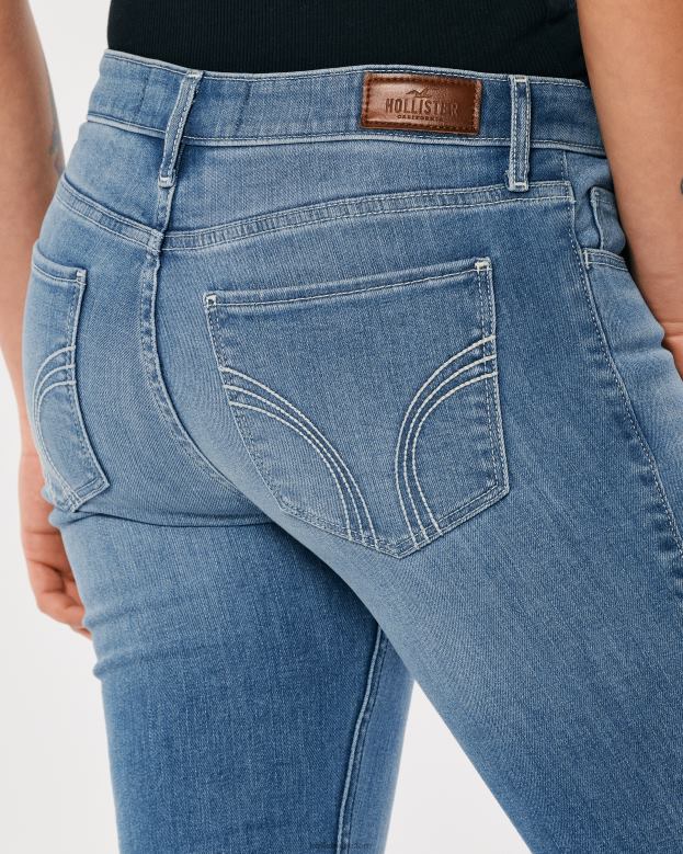 Bottoms Hollister Women Low-Rise Medium Wash Flare Jeans 48820516 Medium Wash