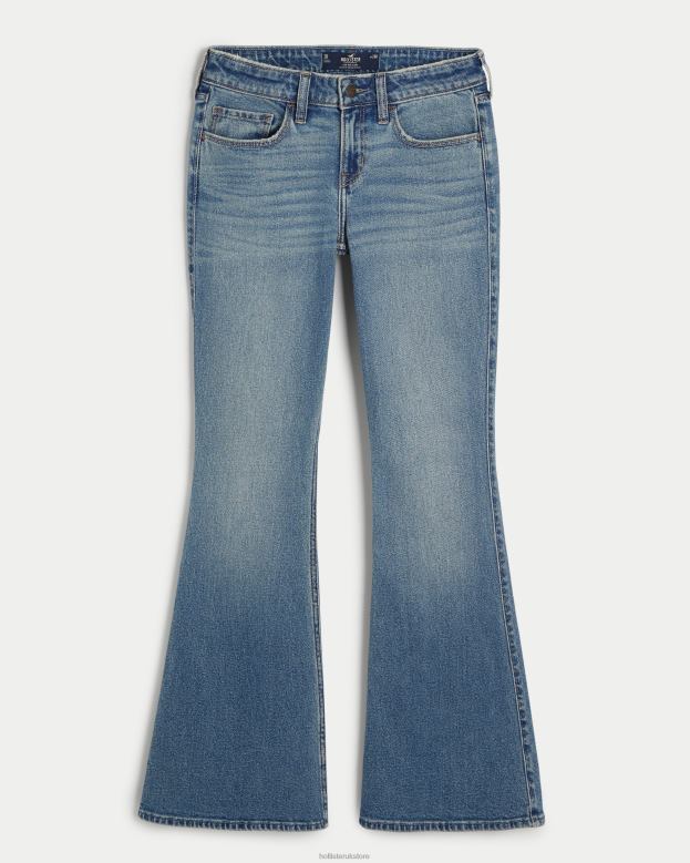 Bottoms Hollister Women Low-Rise Medium Wash Vintage Flare Jeans 48820590 Medium Wash