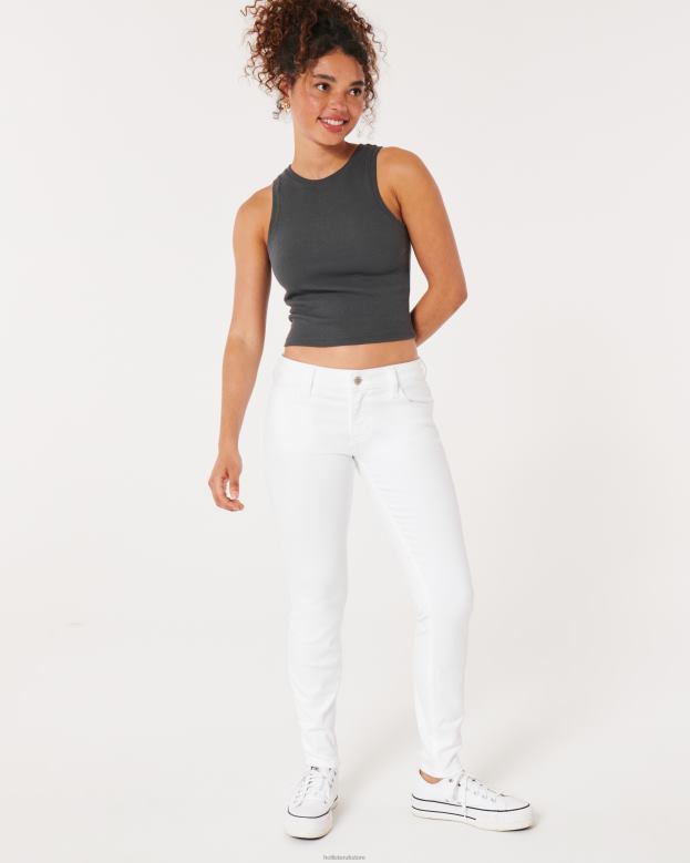 Bottoms Hollister Women Low-Rise White Super Skinny Jeans 48820639 White