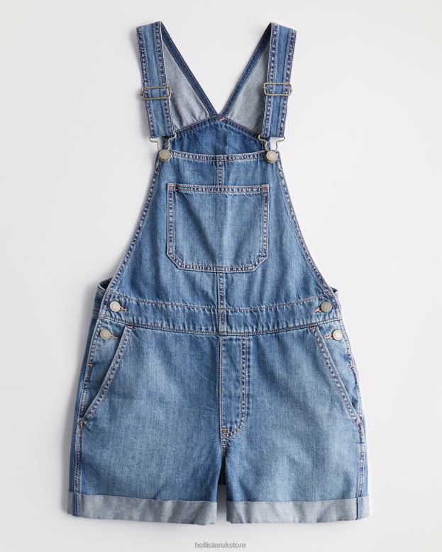 Bottoms Hollister Women Medium Wash Denim Shortalls 48820486 Medium Wash