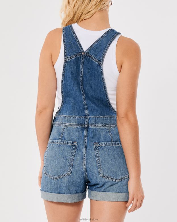 Bottoms Hollister Women Medium Wash Denim Shortalls 48820486 Medium Wash
