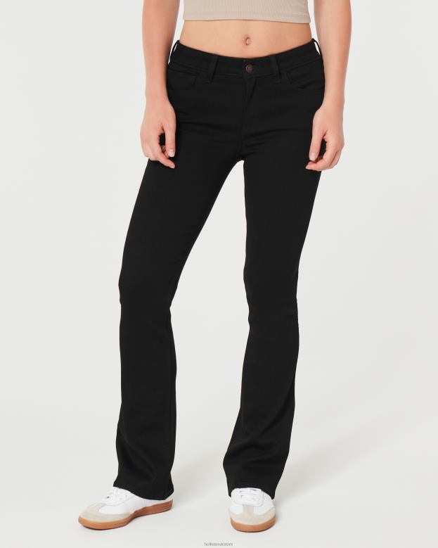 Bottoms Hollister Women Mid-Rise Black Boot Jeans 48820506 Black