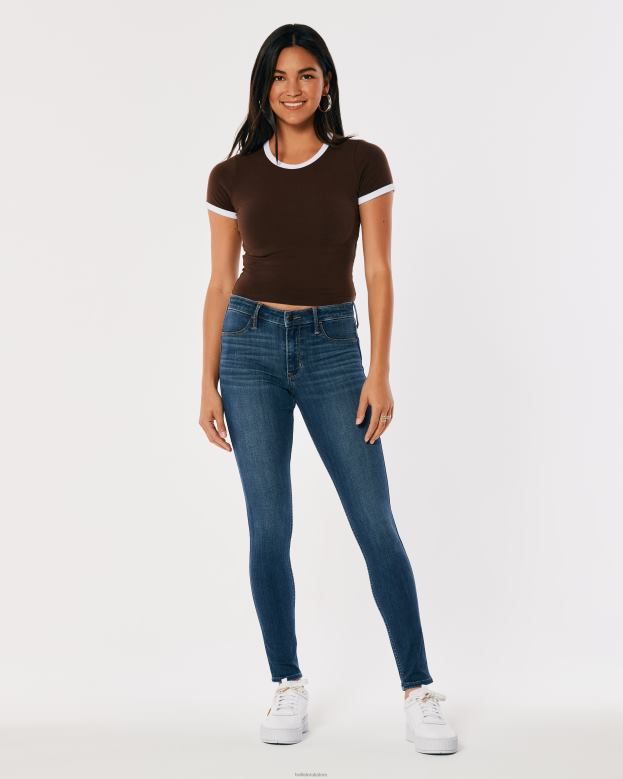 Bottoms Hollister Women Mid-Rise Dark Wash Jean Leggings 48820570 Dark Wash