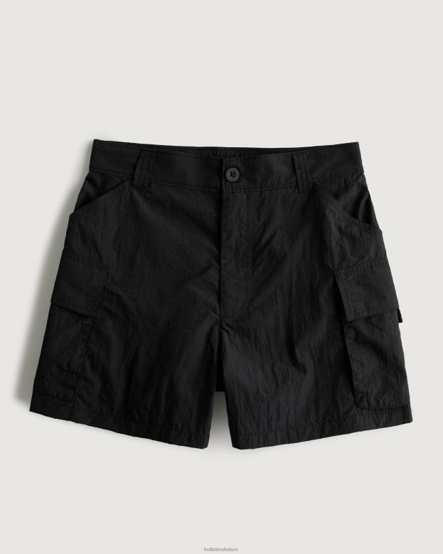 Bottoms Hollister Women Social Tourist High-Rise Cargo Shorts 48820675 Black